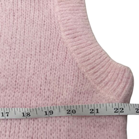 Y2K Italian Kid Mohair Wool Knit Waistcoat Retro Vest Light Pink Cozy Preppy, XL - Picture 3 of 5